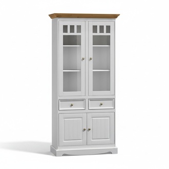 Klassische Wohnzimmer Möbel Weiß Braun Holz Schaufenster Vitrine Schrank Möbel