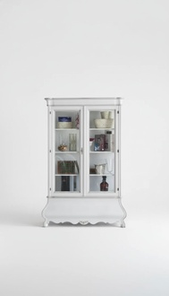 Klassische Wohnzimmermöbel Weiße Holzvitrine Wohnzimmermöbel Schrank