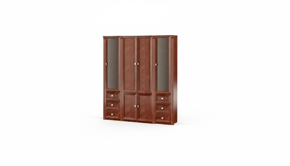 Klassischer Brauner Büroschrank Exklusiver Glasschrank Edle Holz Regale