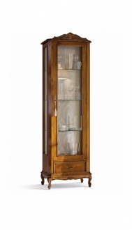 klassischer brauner Schrank mit Schubladen Glas Designer Holz neu