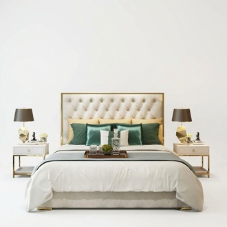 Klassischer Englischer Stil Bett Doppel Textil Chesterfield Betten 180x200cm Neu.