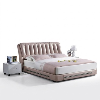Klassischer Englischer Stil Bett Doppel Textil Moderne Betten 180x200cm Altrosa