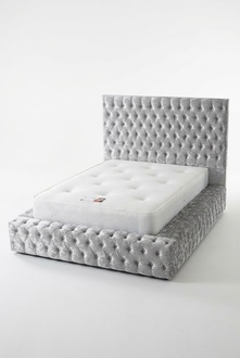 Klassischer Englischer Stil Bett Doppel Textil Chesterfield Betten 160x200cm Neu