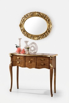 Klassischer Konsolentisch Brauner Holztisch Wohnzimmer Designer Möbel