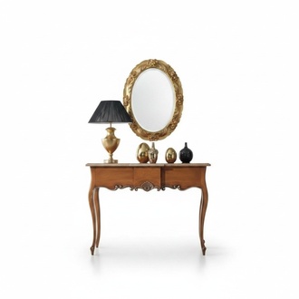 Klassischer Spiegel Konsole Tisch Braun Holz Schlafzimmer Möbel 2tlg