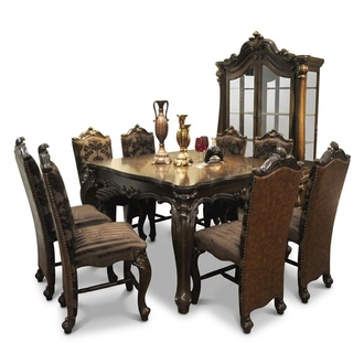 Klassischer Tisch Esstisch Holz Esszimmer Garnitur 8x Stuhl Set Stühle Lehn Neu