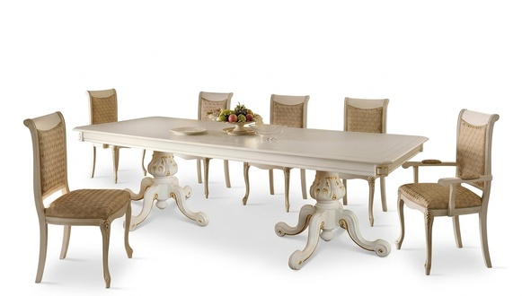 Klassischer Tisch Esstisch Holz Esszimmer Garnitur 6x Stuhl Set Stühle Lehn Neu