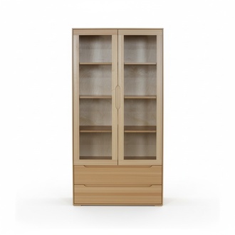 Klassischer Vitrinen Schrank Vitrine Handarbeit Vollholz Schrank Holz Schränke