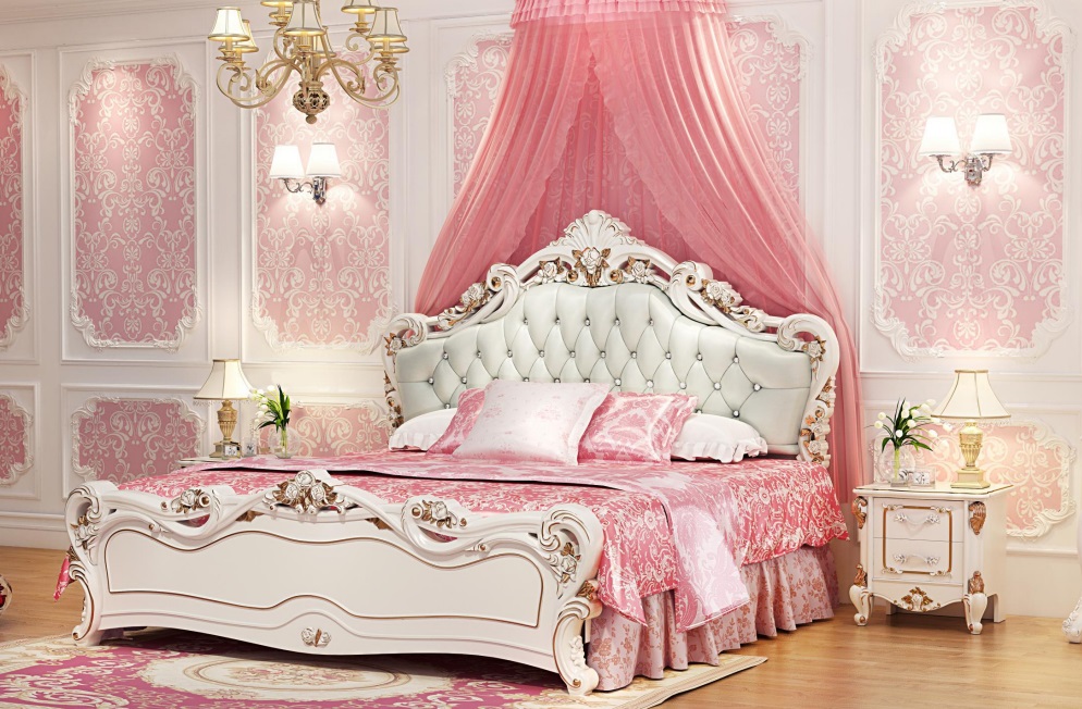 Königliches Schlafzimmer Bett Doppelbett Betten Möbel Weiß Chesterfield