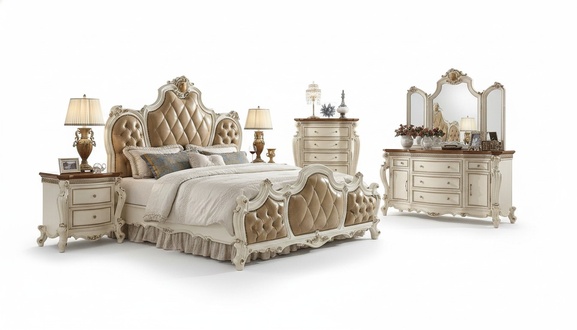 Klassisches Bett Doppelbett Bett 2x Nachttische Holz Design Betten Neu 3 tlg.Set
