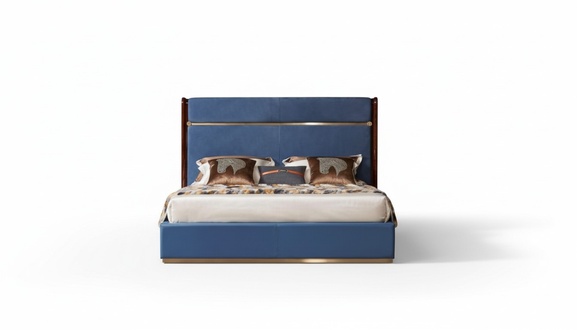 Klassisches Bettgestell Leder Bett Blaue Luxus Betten Schlafzimmer Möbel Doppel