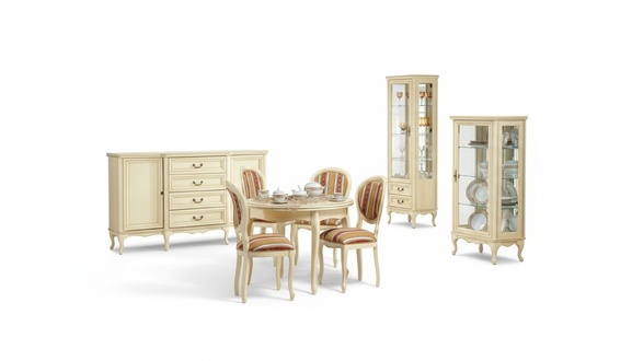 Klassisches Esszimmer Kommode Tisch Stühle Vitrine König Chippendale Wersal1