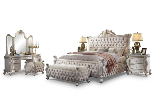 Klassisches Schlafzimmer Set Barock Rokoko Bett Nachttisch Kommode 7tlg Garnitur