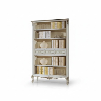 Klassisches Weiß Luxus Bücherregal Schubladen Massivholz Möbel Neu
