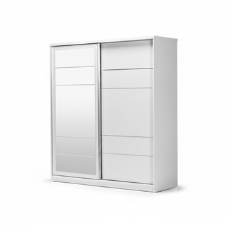 Kleiderschrank Holzschrank Schrank Anbauschrank Spiegel Holz Weiß