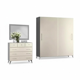 Kleiderschrank Kommode Spiegel 3tlg. Schlafzimmer Set Design Luxus