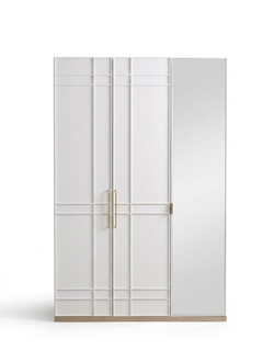Kleiderschrank Schränke Holzschrank Holz Weiß Spiegel Kinderzimmer