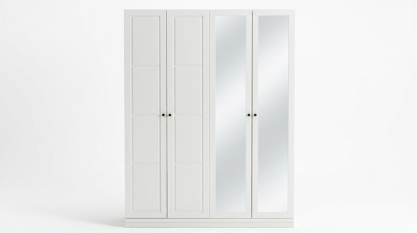Kleiderschrank Schrank Mit Glasfront Stoffschrank Weiß Holz Schlafzimmer