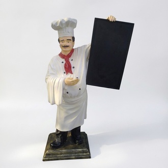 Koch Figur Statue Skulptur Werbefigur Menü Tafel Werbeaufsteller Speisekarte