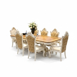 Königlicher 7tlg. Esszimmer Garnitur Set Barock Rokoko Tisch 6x Stühle Stuhl neu