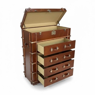 Kommode Design Möbel Loft Vintage Retro Schrank koffer Leder luxus Sideboard Neu