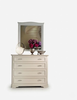 Kommode mit Spiegel Holz Kommoden Möbel Modern Schrank Beige 2 tlg.Neu
