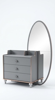 Kommode mit Spiegel Holz Kommoden Möbel Schrank Schlafzimmer Grau Neu