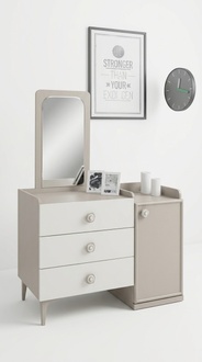Kommode mit Spiegel Kinderzimmer Modern Möbel Holz Design Jugendzimmer Weiß Neu
