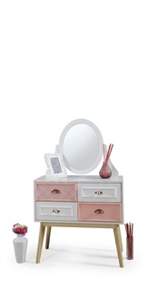Kommode mit Spiegel Luxus Konsole Kommode Rosa Kinderzimmer Möbel Neu