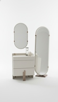 Kommode Schubladenkommode Designer Spiegel Wandspiegel Oval Schrank