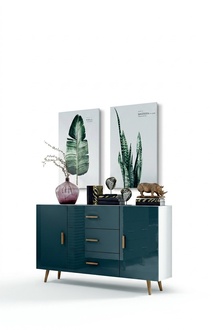 Kommoden Wohnzimmerschrank 140cm XL Low Boards Moderne Holz Kommode Sideboard