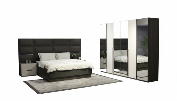Komplett Schlafzimmer Möbel Set Bett 2x Nachttisch Schminktisch Spiegel 8tlg Neu
