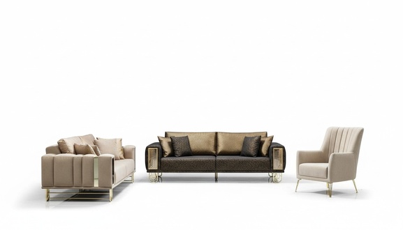 Komplett Set 3 tlg Wohnzimmer Sofagarnitur 3+3+1 Sitzer Sofa Sessel couch