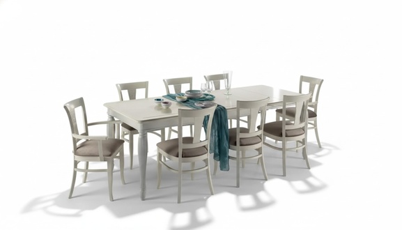 Komplett Set Esstisch 8x Stühle Luxus Esszimmer Garnitur Weiß Italien