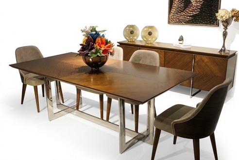 Komplett Set Esstisch Luxus Esszimmer Design Möbel Sideboard 4x Stühle
