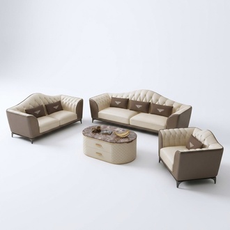 Komplett Set Sofagarnitur 3+2+1 Design Ledersofa Ledergarnitur Couchen Gruppe