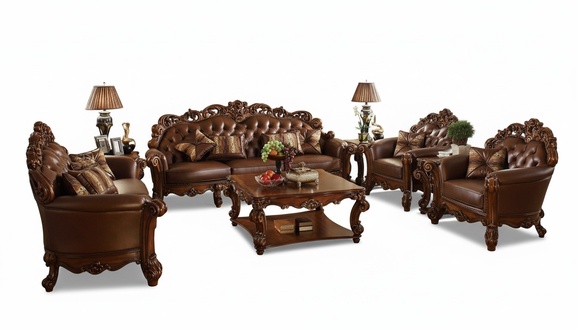 Komplett Set Sofagarnitur 5tlg. Couchtisch Sofa Couch Holz Wohnlandschaft neu