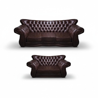 Komplett Sofas Dreisitze mit Zweisitzer Couch Leder Sitzmöbel Chesterfield