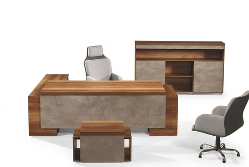Komplettbüro Büromöbel Eckbürotisch Büro Bürotisch Set 3tlg Holz Braun