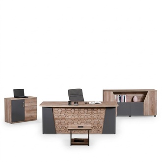 Komplettbüro Bürotisch Büromöbel Schreibtisch Set 4tlg Holz Braun Büro