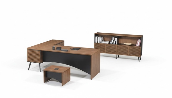 Komplette Arbeitszimmermöbel Eckbürotisch 3tlg Holz Braun Büromöbel
