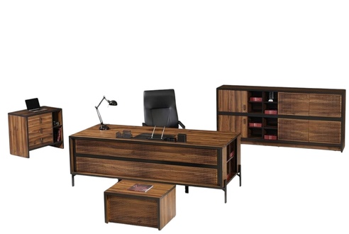 Komplette Arbeitszimmermöbel Schreibtisch Bürotisch 4tlg Holz Braun