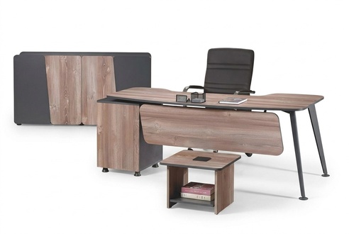 Komplette Arbeitszimmermöbel Schreibtisch 3tlg Holz Braun Büromöbel