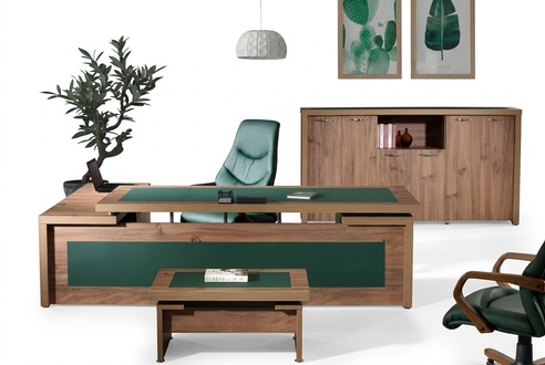 Komplette Büro Eckbürotisch Bürotisch Set 3tlg Holz Braun Luxus Groß