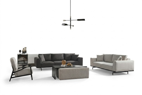 Komplette Couchgarnitur Sofa Sofas Sessel Grau Sofagarnitur Set 4tlg