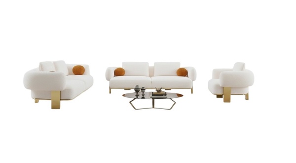 Komplette Couchgarnitur Sofagarnitur Weiß Sitzer Polstersofa Stoffsofa sofa
