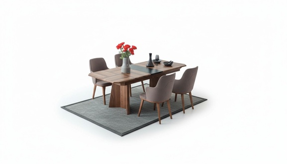 Komplette Essgruppe Designer Essecke Holz Esstisch 6x Polsterstühle