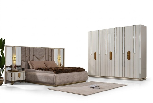 Komplette Schlafzimmer Doppelbett Bett Schrank Nachttische 4tlg Weiß