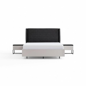 Komplette Schlafzimmermöbel Doppelbett Holz 3tlg Design Weiß Bett Set