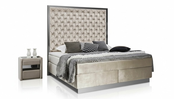 Komplettes Bett Boxspring Betten Luxus Design Schlafzimmer Möbel Edelstahl Neu